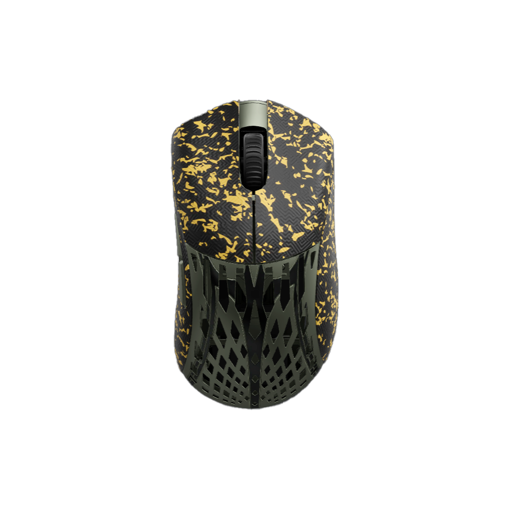 Pwnage Stormbreaker Magnesium Wireless Gaming Mouse Olive - ガラスソール (Black) - グリップテープ (Gold）